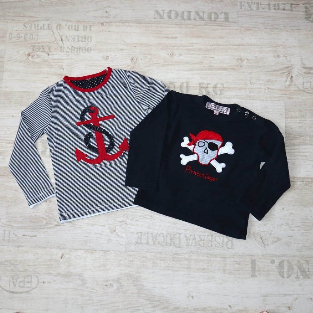 Anouk er Emile/Paglie Long Sleeve Tees Girls 18M Pirate Anchor Skull